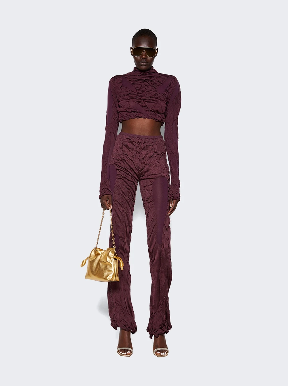 Wet Look Trousers Purple - Image 2