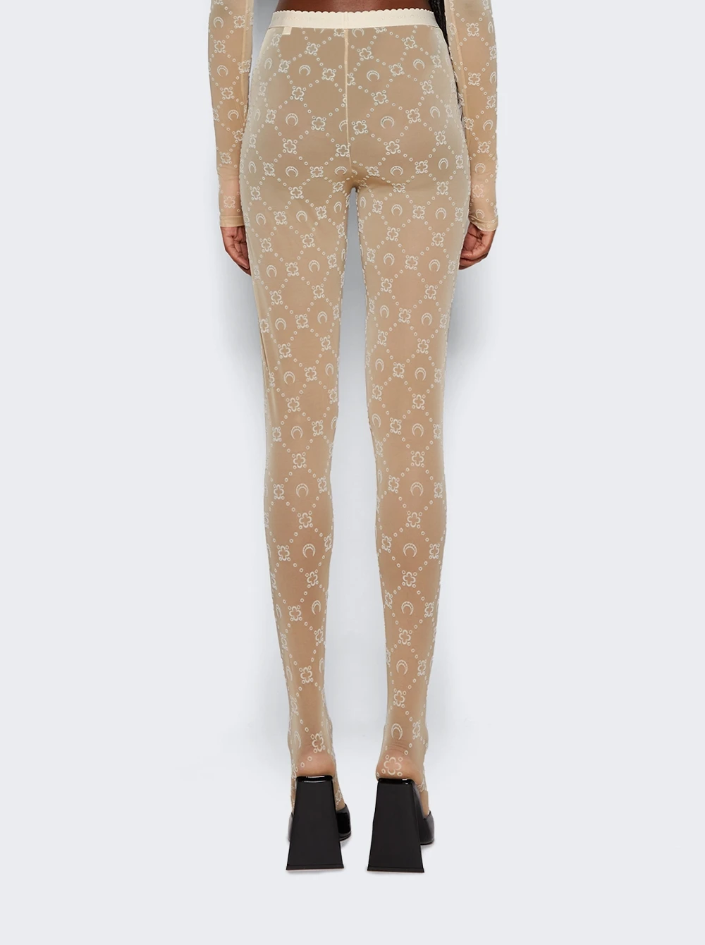 Marine Serre Moonogram Mesh Tights Beige - Image 5